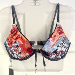 Aqua Blu Underwire Floral Animal Print Bikini Top